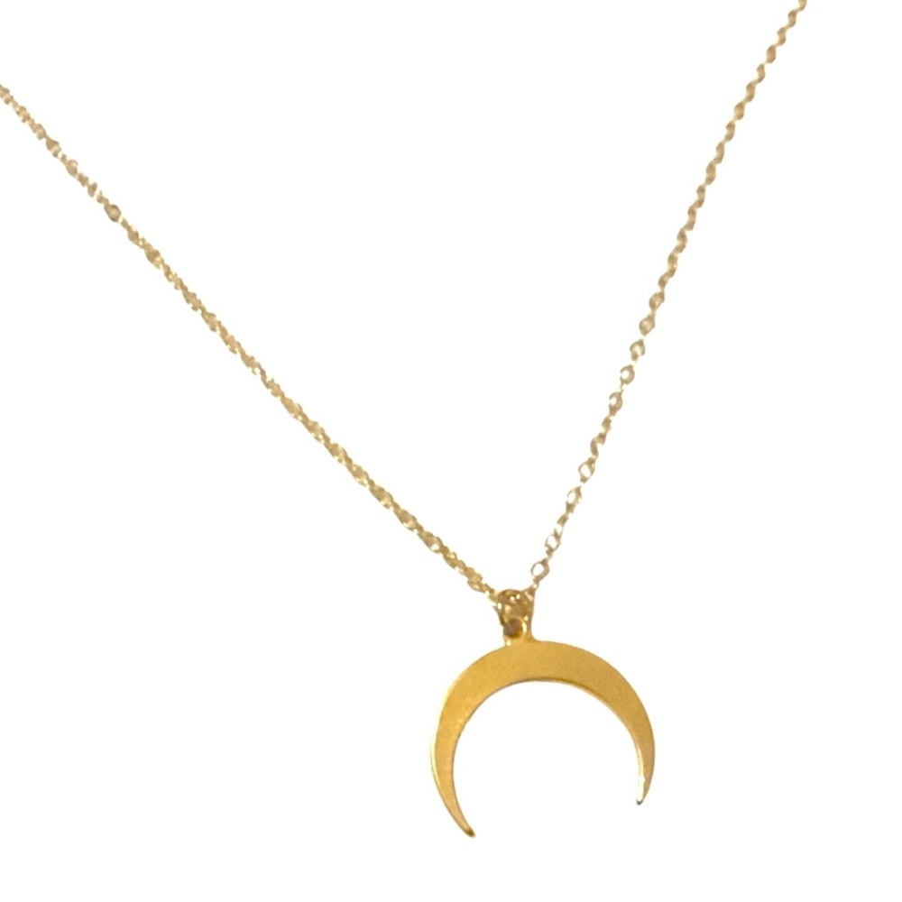 Handmade Dainty Crescent Moon Gold‎ Pendant Necklace, OOAK, New